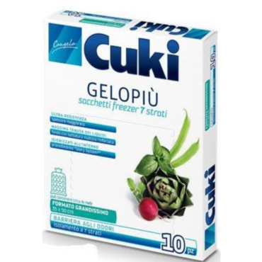 CUKI GELOPIÙ SACCHETTI FREEZER - FORMATO GRANDISSIMO - 10 SACCHETTI - LT 11.0 - CM 35X50