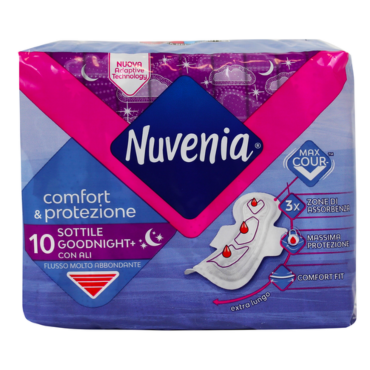 NUVENIA SOTTILE GOODNIGHT CON ALI FLUSSO MOLTO ABBONDANTE 10 PZ ASSORBENTI