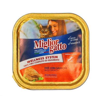 MIGLIOR GATTO PATE' SALMONE VASCHETTA 100 GRAMMI