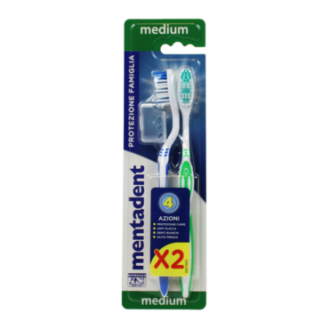 MENTADENT SPAZZOLINO DENTI MEDIUM 2 PZ