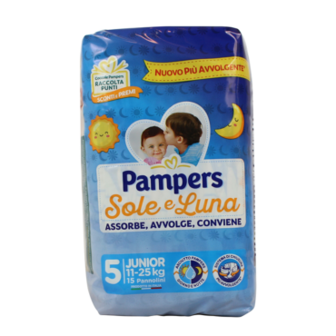 PAMPERS PANNOLINI SOLE E LUNA 5 JUNIOR 11-25 KG 15 PZ.