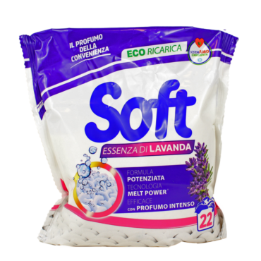 SOFT PIU DETERSIVO BUCATO LAVATRICE IN POLVERE LAVANDA IGIENIZZANTE RICARICA 22 LAVAGGI 1,1KG