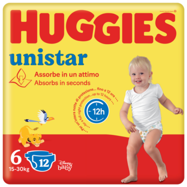 HUGGIES PANNOLINI BIMBO UNISTAR 6 XL 15-30 KG.12 PZ.