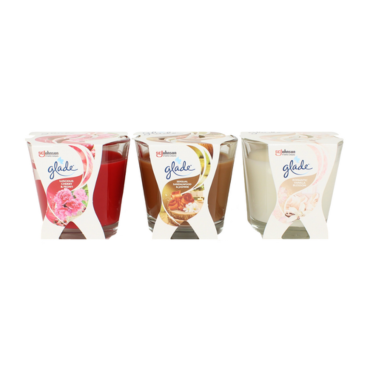 GLADE CANDELA MINI, FRAGRANZE MISTE SANDALO, CHERRY&PEONY, RELAXING ZEN, VANIGLIA, 70GR