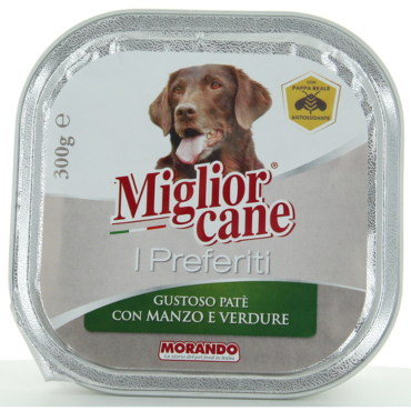 MIGLIOR CANE I PREFERITI PATE' MANZO E VERDURE VASCHETTA 300 GRAMMI