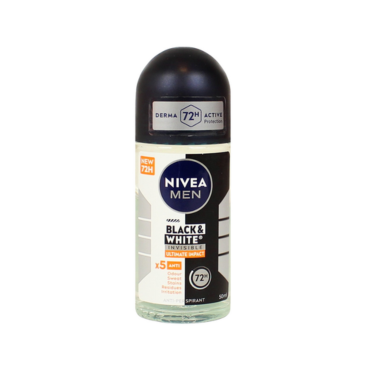 NIVEA FOR MEN DEODORANTE ROLL-ON INVISIBLE BLACK & WHITE ULTIMATE IMPACT 5IN1 50 ML