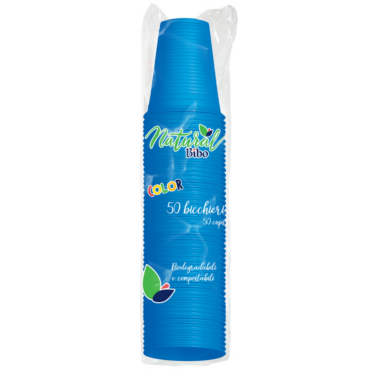 BIBO NATURAL 50 BICCHIERI AZZURRI 200CC BIODEGRADABILI E COMPOSTABILI