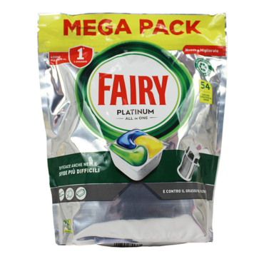 FAIRY PASTIGLIE LAVASTOVIGLIE PLATINUM, DETERSIVO PIATTI LIMONE, 54 CAPSULE 805 G