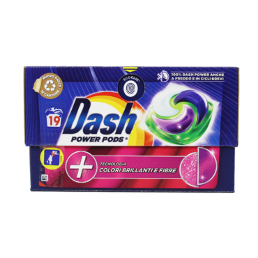 DASH POWER PODS COLORI BRILLANTI & FIBRE DETERSIVO LAVATRICE 19 PODS ECODOSI 478.8GR