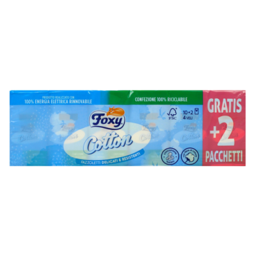 FOXY COTTON FAZZOLETTI 4 VELI PACCHETTO DA 10+2 FAZZOLETTI