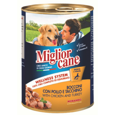 MIGLIOR CANE BOCCONI CON POLLO E TACCHINO LATTINA 405 GRAMMI