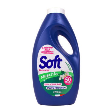 SOFT DETERSIVO LIQUIDO BUCATO LAVATRICE MUSCHIO BIANCO 50 LAVAGGI 2250 ML