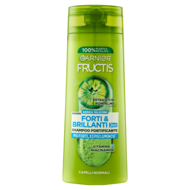 GARNIER FRUCTIS SHAMPOO FORTI & BRILLANTI 2IN1, SHAMPOO FORTIFICANTE PER CAPELLI NORMALI, 250 ML