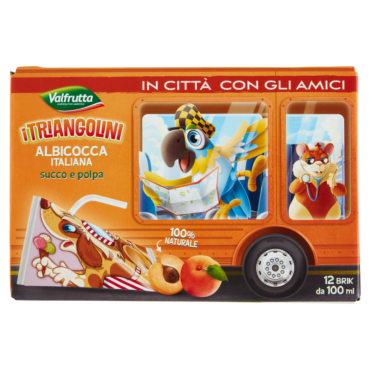 VALFRUTTA I TRIANGOLINI ALBICOCCA ITALIANA SUCCO E POLPA BRIK 12 X 100 ML