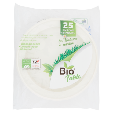 BIO TABLE PIATTI FONDI COMPOSTABILI 25 PZ
