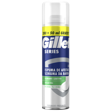 GILLETTE SCHIUMA DA BARBA DA UOMO SERIES LENITIVA CON ALOE VERA, 200 ML + 50 ML GRATIS