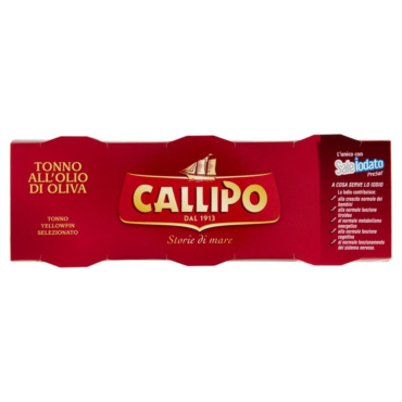 TRANCI DI TONNO YELLOWFIN ALL'OLIO DI OLIVA IN VETRO CALLIPO 3X80G