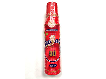 BICCHIERI COLORE ROSSO CAPACITA' 200CC LA CONFEZIONE COMPRENDE 50 BICCHIERI ROYAL