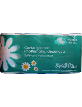 SOFFIGEN CARTA IGIENICA X8 DECORATA E PROFUMATA 3 VELI