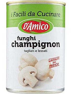 D'AMICO I FACILI DA CUCINARE FUNGHI CHAMPIGNON TAGLIATI E LESSATI 400 G