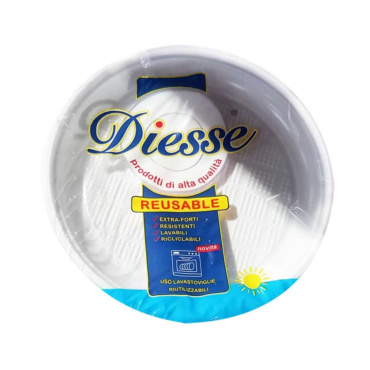 DIESSE 24 PIATTI PIANI REUSABLE DM 21,5 CM EXTRA FORTI RESISTENTI LAVABILI RICICLABILI USO LAVASTOVIGLIE