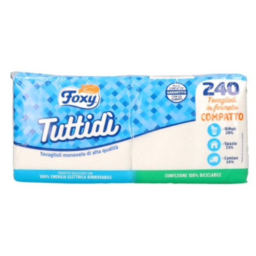 FOXY TUTTIDÌ MAXI 240 TOVAGLIOLI MONOVELO 33X33 BIANCO NATURALE