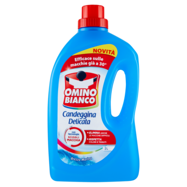 OMINO BIANCO, CANDEGGINA DELICATA, ELIMINA LE MACCHIE E RISPETTA I COLORI, BREZZA MARINA, 2000ML