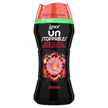 LENOR PROFUMATORE BUCATO LAVATRICE UNSTOPPABLES,210 G, SPRING, INTENSIFICATORE DI PROFUMO BUCATO NON STOP, FINO A 12 SETTIMANE NELL'ARMADIO, 100% PLASTICA RICICLATA