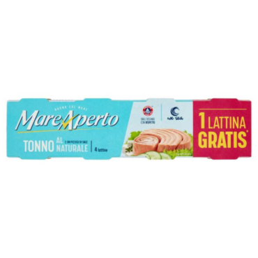MARE APERTO TONNO AL NATURALE E UN PIZZICO DI SALE PZ.4 X GR.80