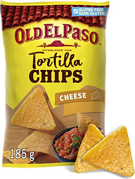 OLD EL PASO - CRUNCHY TORTILLA CHIPS - QUESO - 185 G E