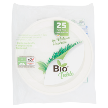 PIATTI PIANI BIO TABLE 25 PZ BIODEGRADABILI E COMPOSTABILI