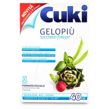 CUKI CONGELA GELOPIU SACCHETTI FREEZER 7 STRATI FORMATO PICCOLISSIMO 17 X 22 CM 40 PZ
