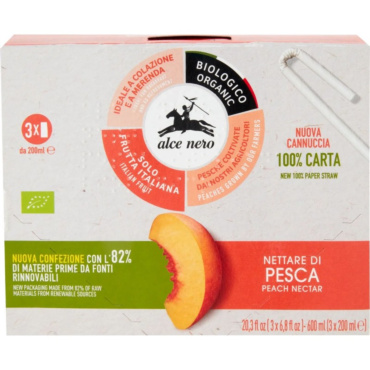 SUCCO DI FRUTTA ALCE NERO PESCA 200 ML X 3 BRIK BIOLOGICO