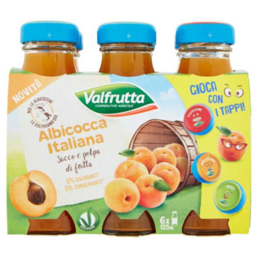 VALFRUTTA SUCCO E POLPA DI ALBICOCCA ITALIANA PZ.6 X ML.125